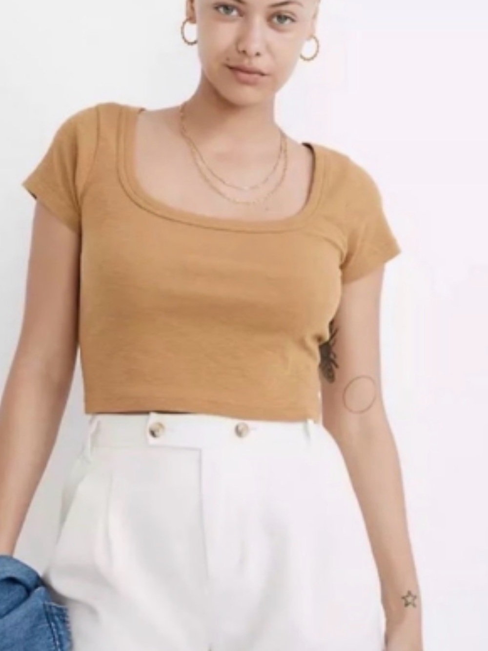 Madewell Mustard Scoop Neck Crop Top
